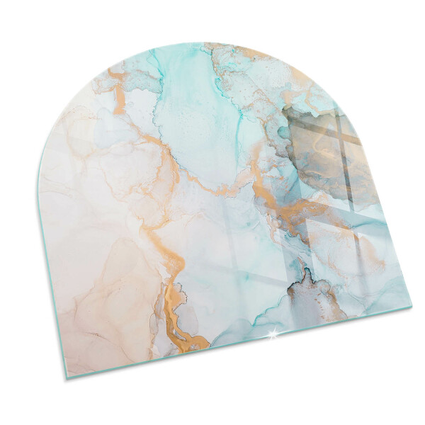 Half-oval tempered glass hearth Abstract fluid pattern