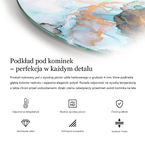 Half-oval tempered glass hearth Abstract fluid pattern