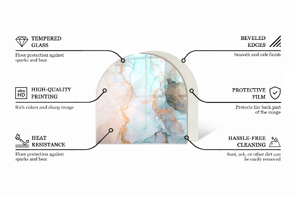 Half-oval toughened glass hearths Raw concrete texture