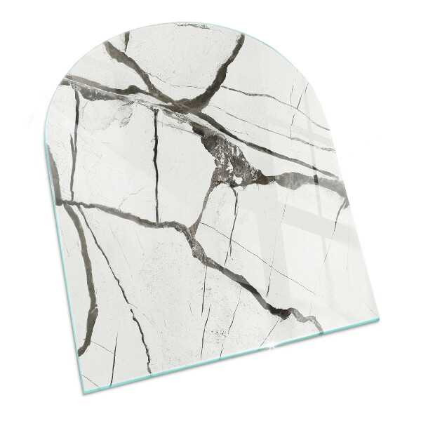 Half-oval glass hearth plate Marble Vein Pattern