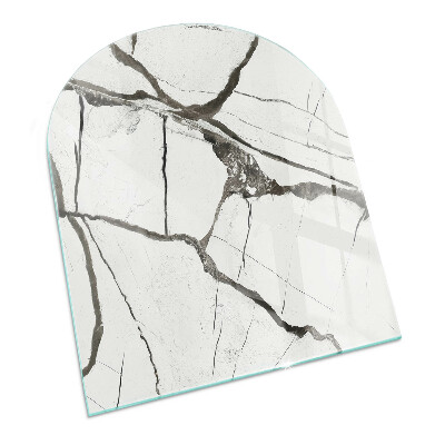 Half-oval glass hearth plate Marble Vein Pattern
