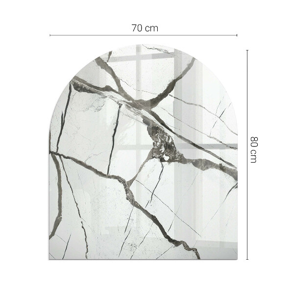 Half-oval glass hearth plate Marble Vein Pattern