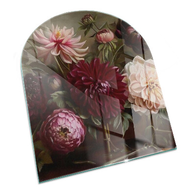 Half-oval tempered glass hearth Flower bouquet in detail