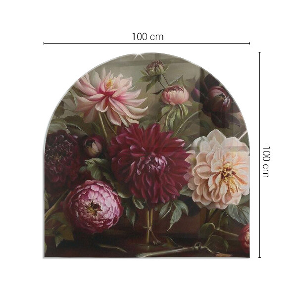 Half-oval tempered glass hearth Flower bouquet in detail