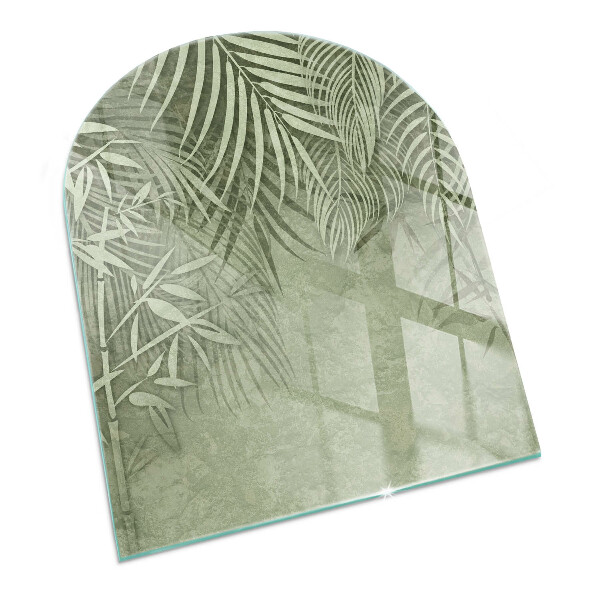 Half-oval toughened glass hearths Tropical leaves in the background