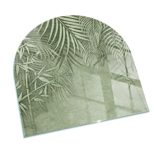 Half-oval toughened glass hearths Tropical leaves in the background