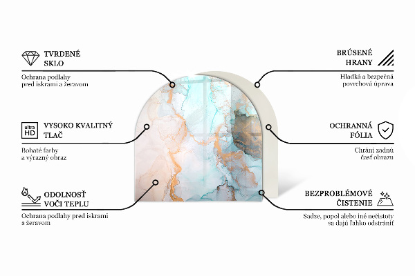 Half-oval tempered glass hearth Delicate marble pattern