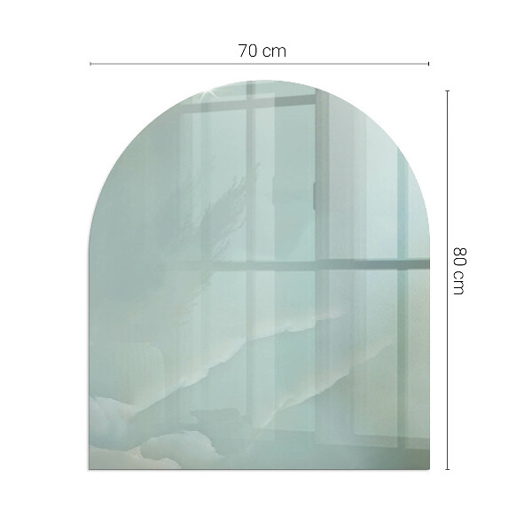 Half-oval tempered glass hearth Delicate marble pattern