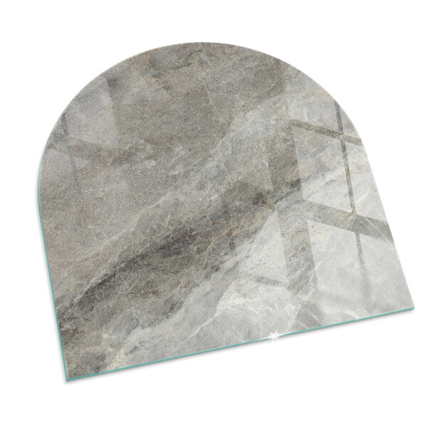 Half-oval tempered glass hearth Natural stone pattern