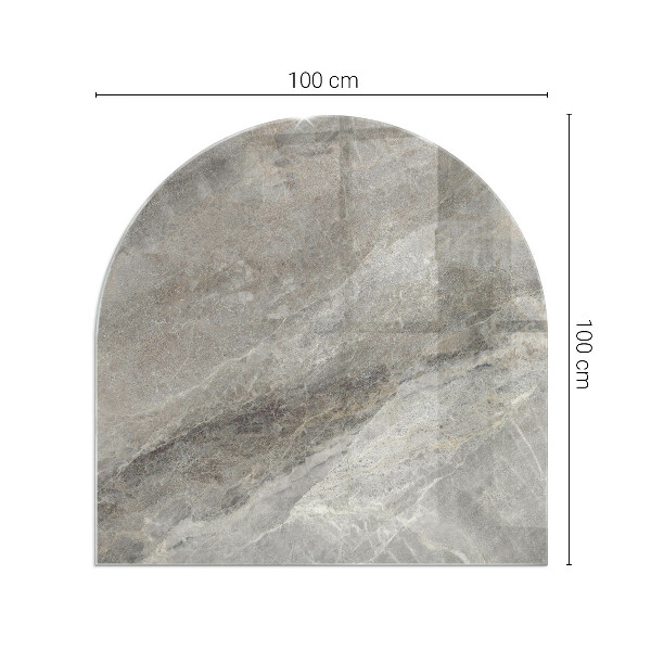 Half-oval tempered glass hearth Natural stone pattern