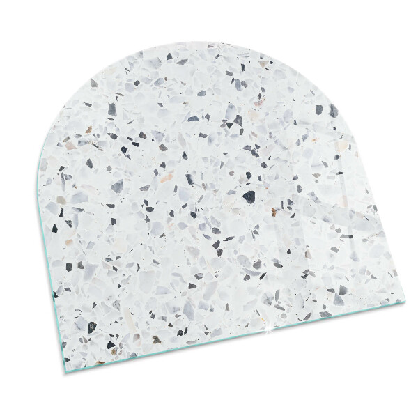 Half-oval tempered glass hearth Stone pattern with particles