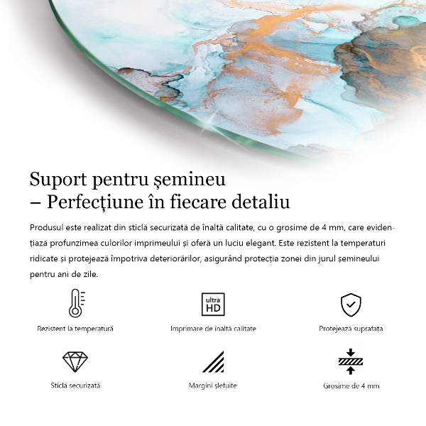 Half-oval tempered glass hearth Stone pattern with particles