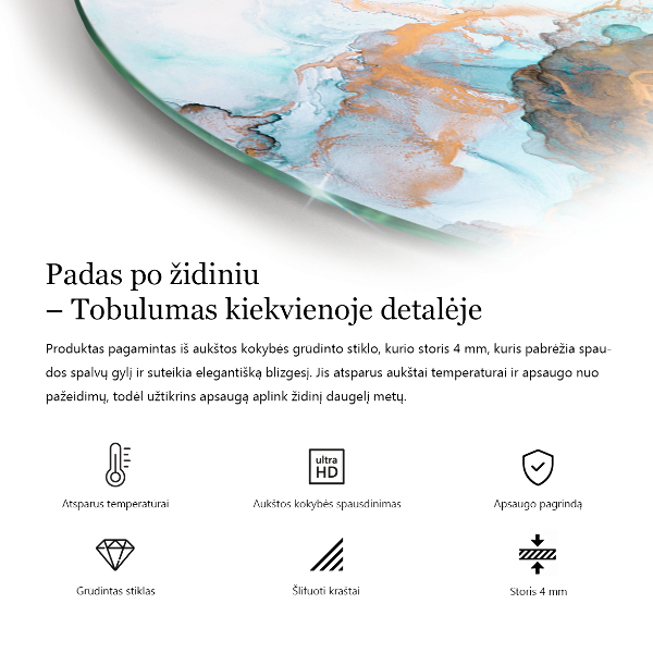 Half-oval glass hearth plate Sea Colour