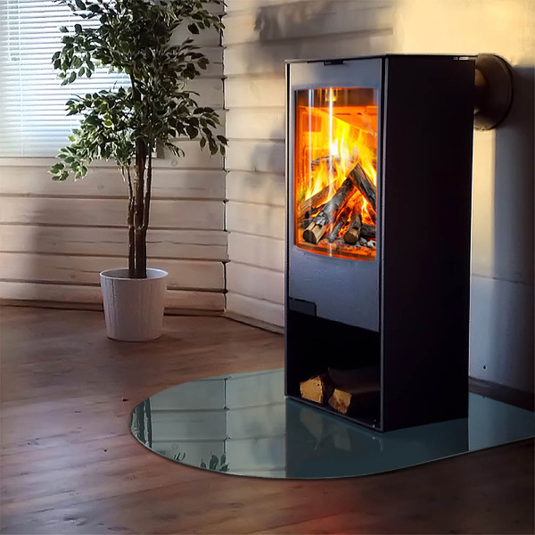 Half-oval glass hearth plate Sea Colour