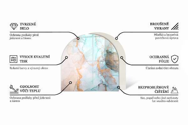 Half-oval glass hearth plate Colour Dark Blue