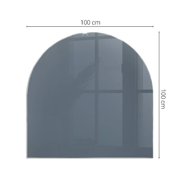 Half-oval glass hearth plate Colour Dark Blue