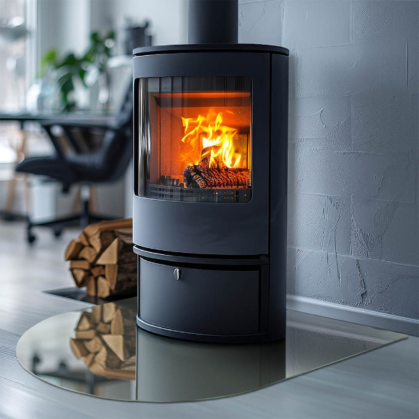 Half-oval toughened glass hearths Grey-green colour