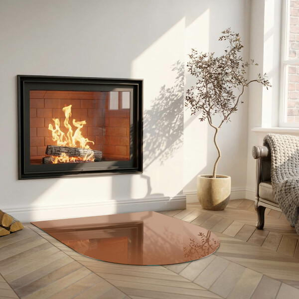 Half-oval tempered glass hearth Colour Brown
