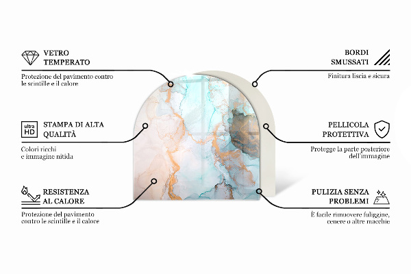 Half-oval tempered glass hearth Colour Pink