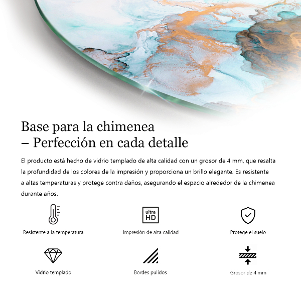 Half-oval glass hearth plate Ivory colour