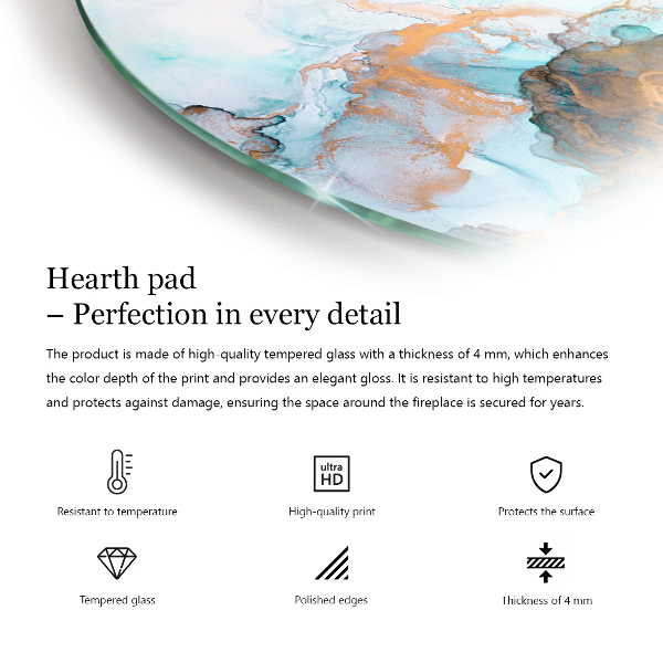 Half-oval glass hearth plate Ivory colour