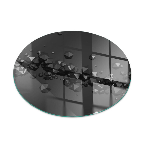 Round glass hearths for wood burners Abstract cloud of solids