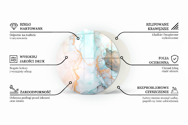 Round glass hearths for wood burners Concrete texture with effect