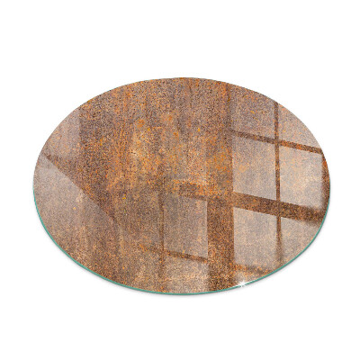 Round glass fire hearth Rust texture on metal