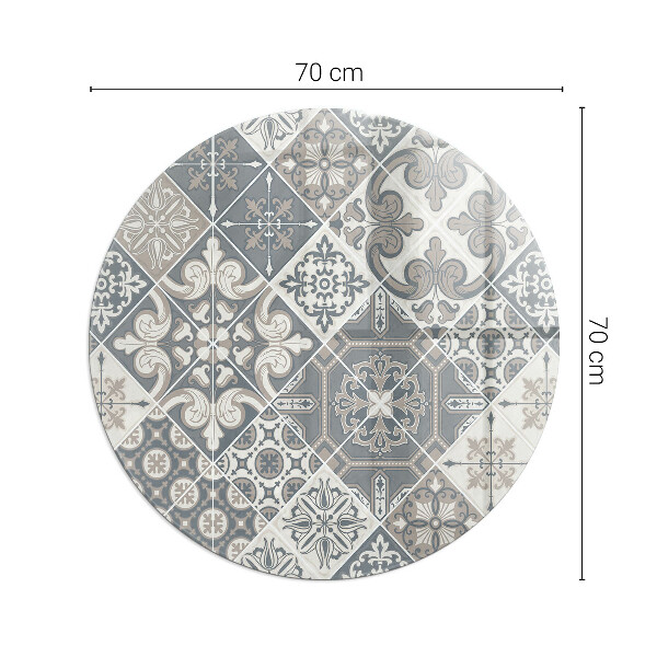 Round glass wood burner hearth Decorative mosaic pattern