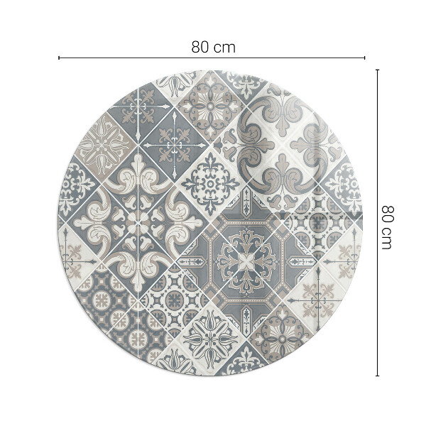 Round glass wood burner hearth Decorative mosaic pattern