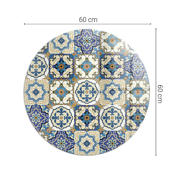 Round glass hearths for wood burners Mosaic pattern with flowers