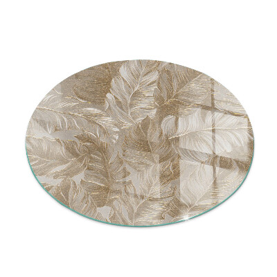 Round glass hearths for wood burners Leaves in subtle patterns