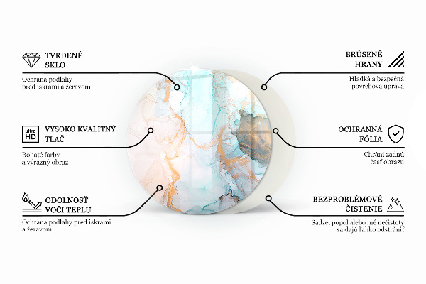 Round glass fire hearth Stone surface texture