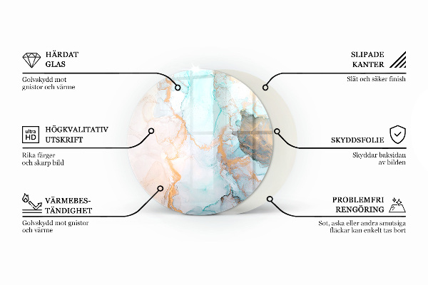 Round glass hearths for wood burners Polygonal patterns in a grid