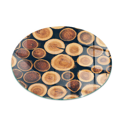 Round glass wood burner hearth Box with cut wood
