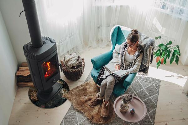 Round glass hearths for wood burners Floral pattern with butterflies