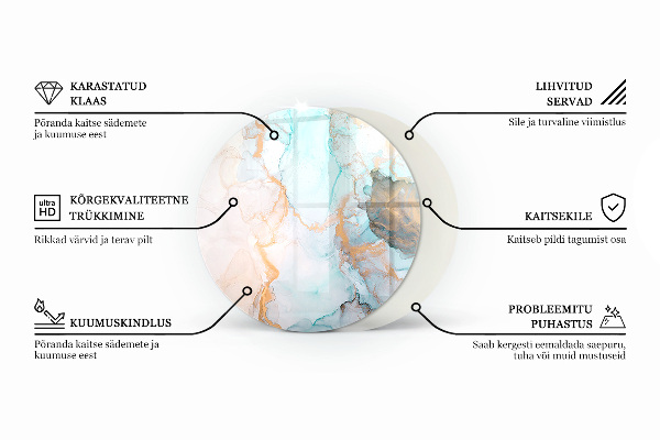 Round glass fire hearth Natural stone pattern
