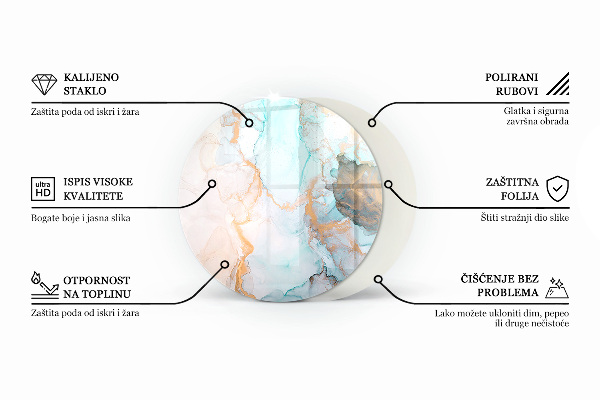 Round glass fire hearth Natural stone pattern