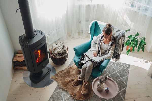 Round glass wood burner hearth Colour Grey