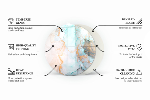 Round glass fire hearth Light Cream Colour