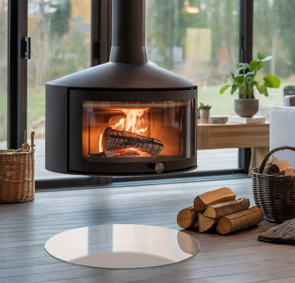 Round glass fire hearth Colour Pale Pink