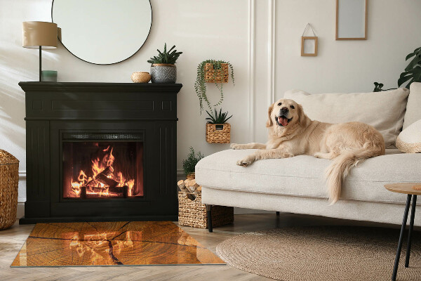 Rectangular glass hearth Wood grain in cross-section