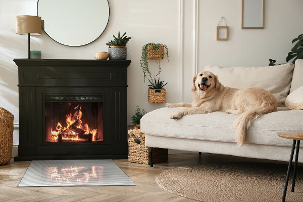 Rectangular glass hearth for wood stove Waves of delicate lines