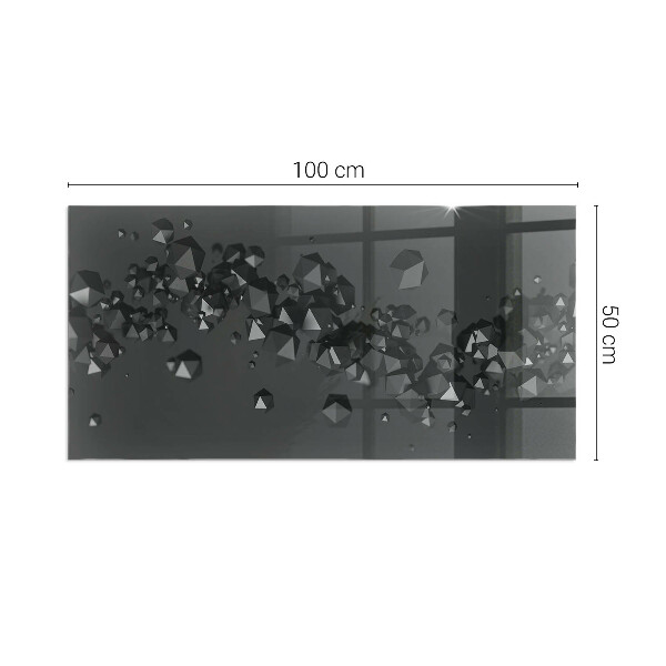 Rectangular glass hearth Abstract cloud of solids