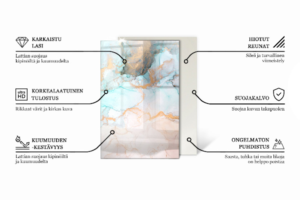 Rectangular glass hearth Abstract cloud of solids
