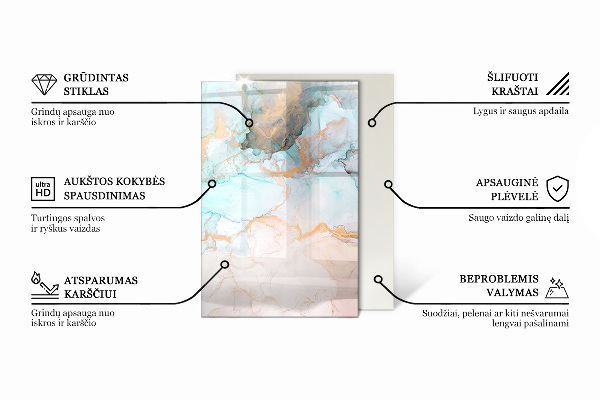 Rectangular glass hearth Abstract cloud of solids