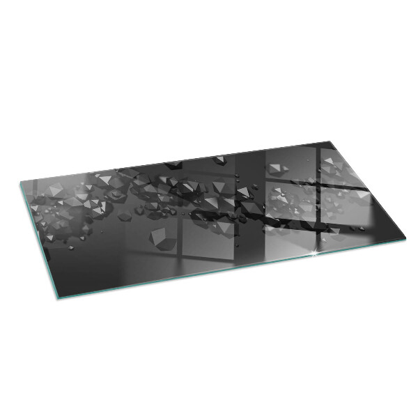 Rectangular glass hearth Abstract cloud of solids