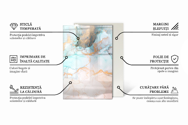 Rectangular glass hearth Abstract cloud of solids