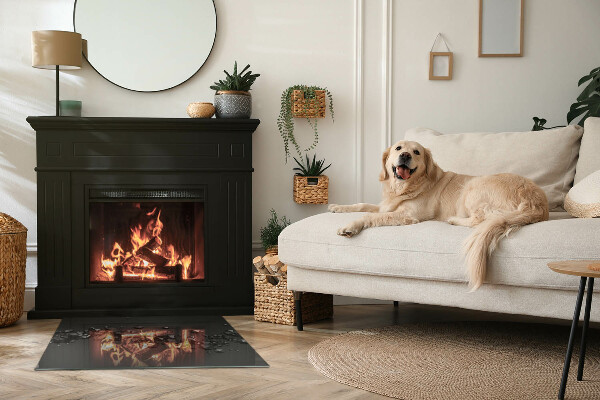 Rectangular glass hearth Abstract cloud of solids