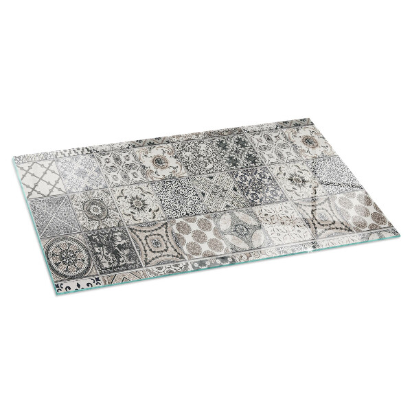 Rectangular glass hearth for log burner Decorative tile patterns
